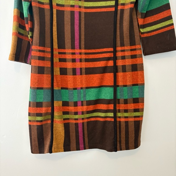 Papillon Multicolor Plaid Knit Tunic Dress - Size M - Picture 4 of 5